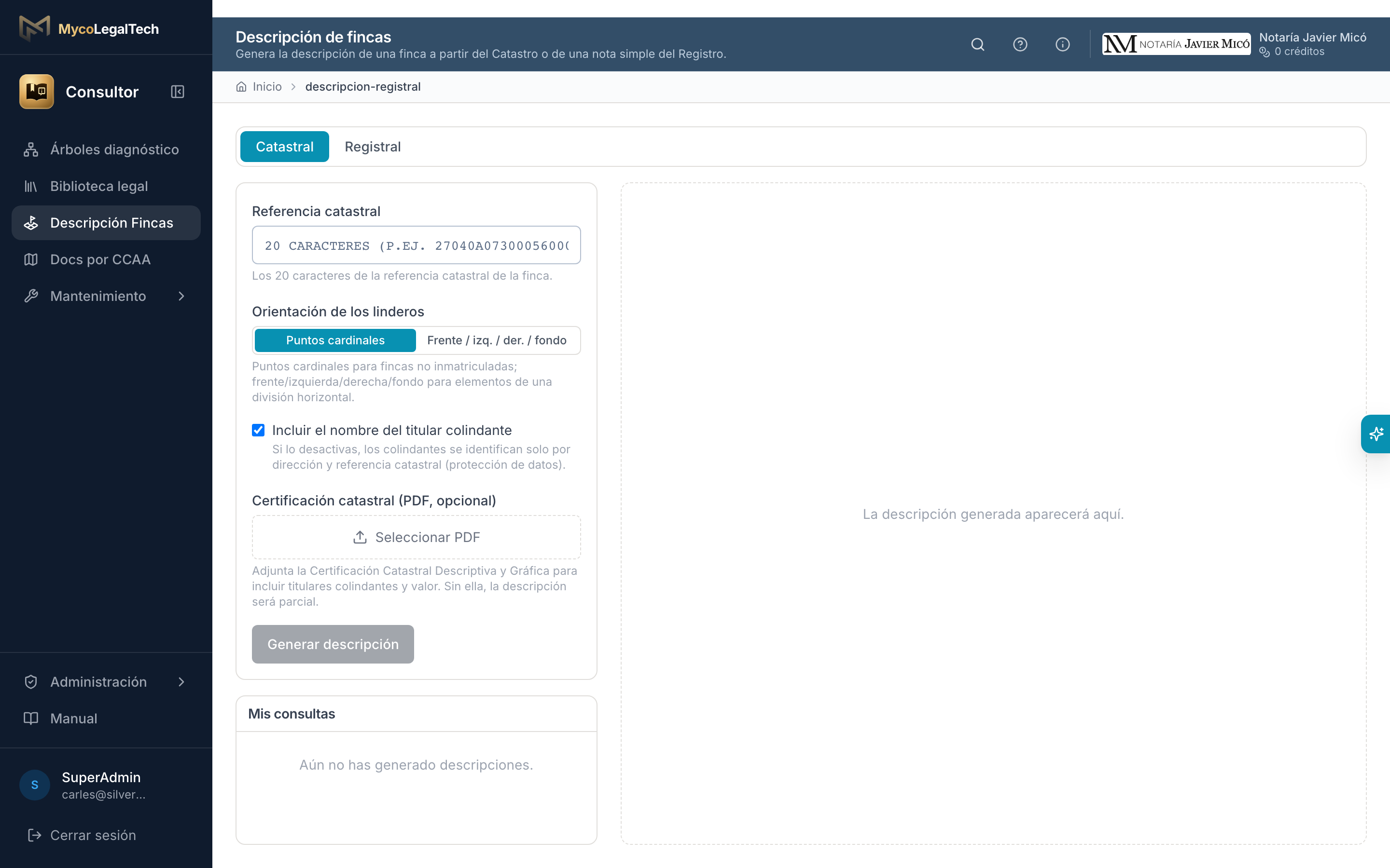 Consultor — Descripción de fincas desde Catastro o Nota Simple