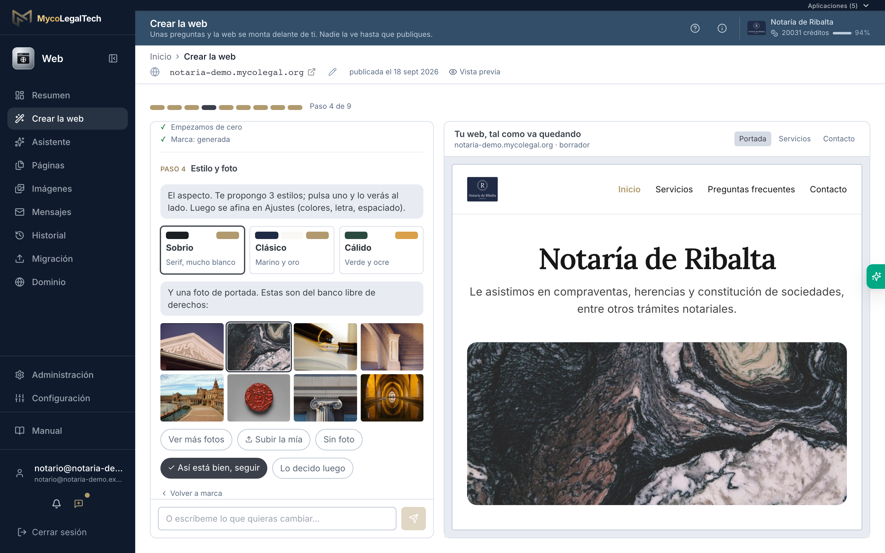 Web — Unas preguntas, y la web se va montando a la vista
