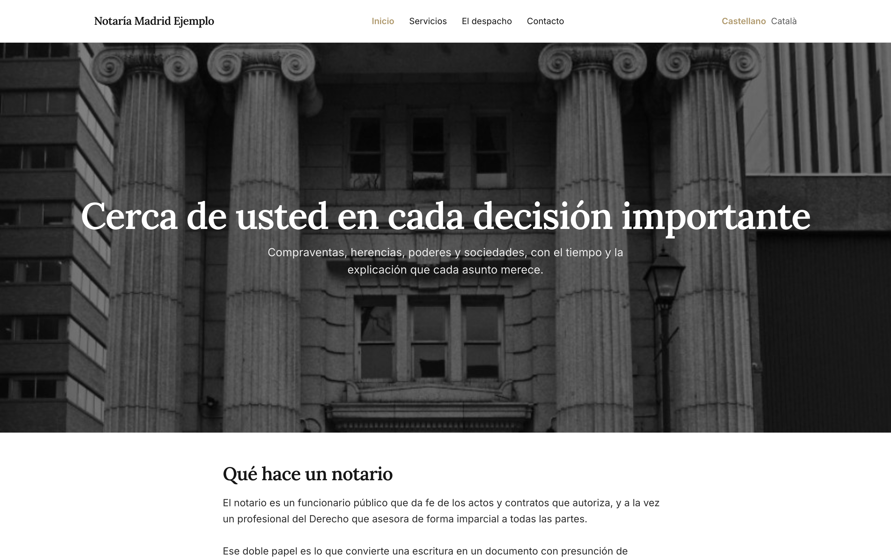 Web — La web pública de la notaría